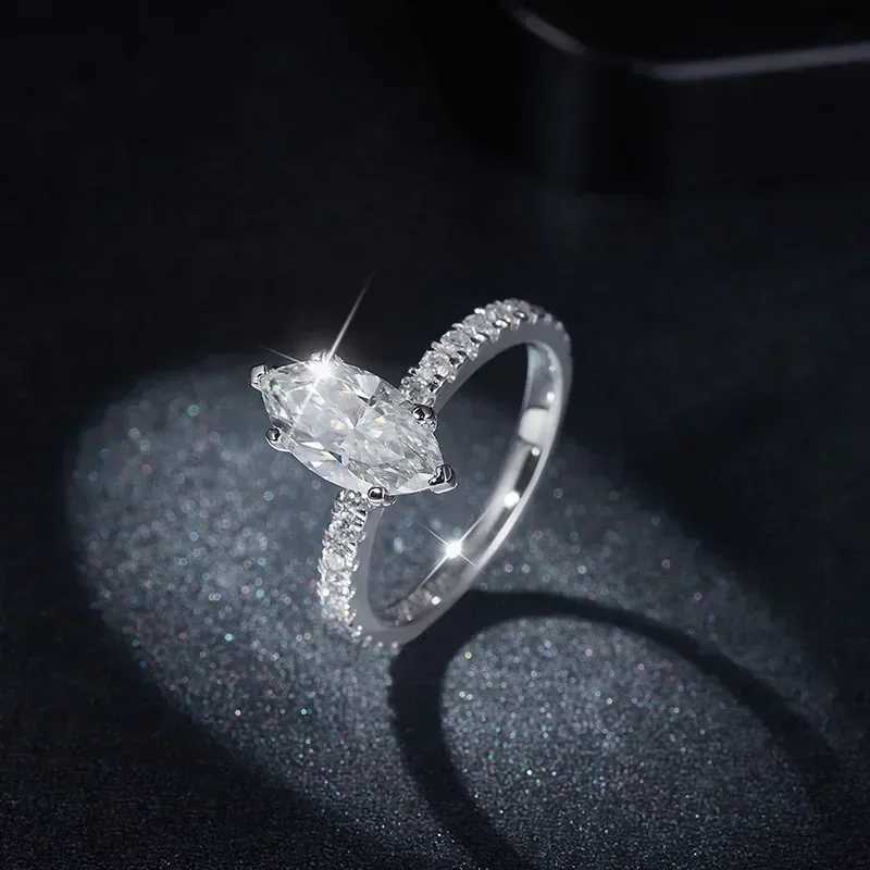 FEOBUR 2CT Marquise Moissanite Rings for Women Gift 925 Sterling Silver Lab Diamond Engagement Wedding Band with GRA Certificate