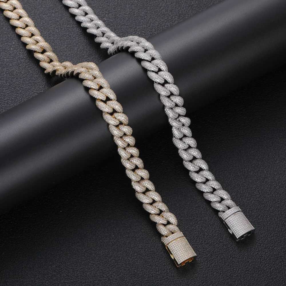 Shine Bright Moissanite Iced Out 16mm Chain Solid Gold Plated S925 Miami Cuban Link Necklace