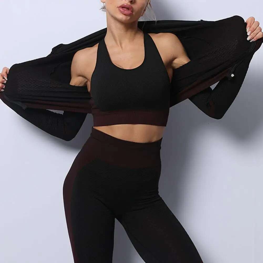 2 Pcs/Set Women Sportswear Vest Pants Hollow Out Skinny Soft Seamless High Waist Lady Crop Top Leggings Set