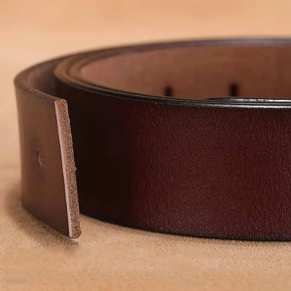 3.3/3.8cm Cowhide Leather Belt Body No Buckle for Smooth Automatic Pin Buckle Belt Strap Without Buckle Men Women 250213