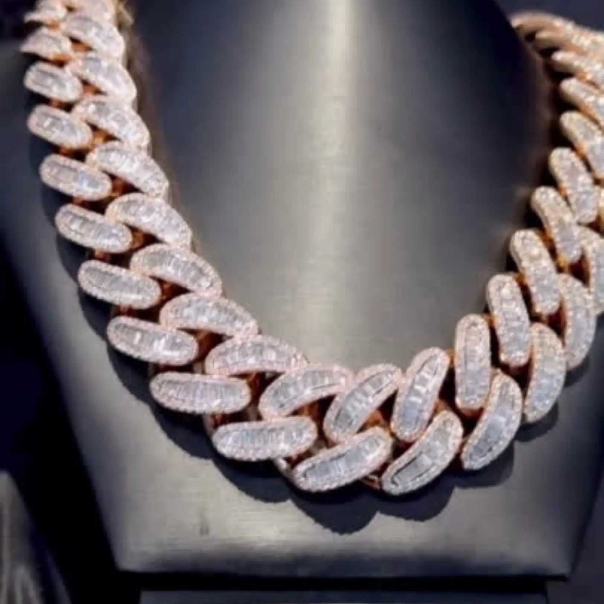 High Quality 22mm 700 Gm Pass Diamond Tester Vvs Lab Grown 10k Gold Cuban Link Chain Top Quality