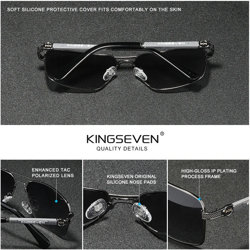 KINGSEVEN Sunglasses Polarized Coating Lens Oculos Male and Female Automatic Reset Frame Driving Glasses 250213