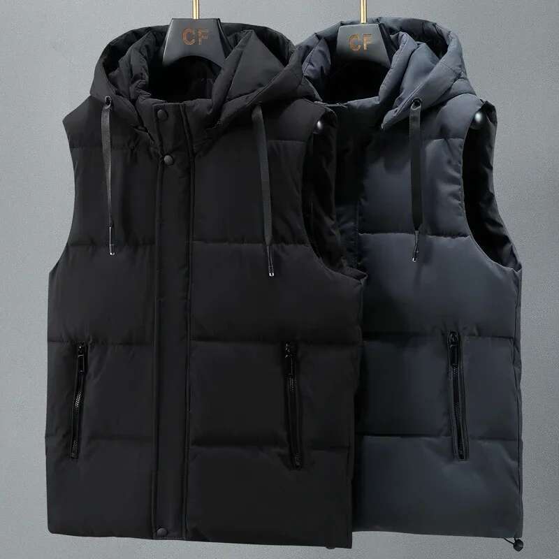 Autumn Winter Vest MenThick Warm Hooded Sleeveless Jacket Male High Quality Waistcoat Casual Fashion Clothes Outerwear