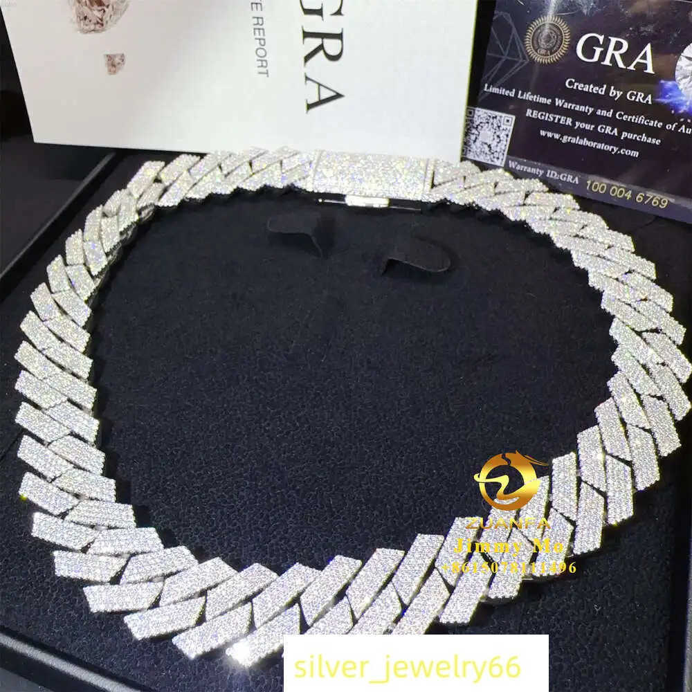 Design Luxury Big Guy Heavy 925 Solid Silver 19mm 4 Rows Iced Out Hip Hop Vvs1 Moissanite Diamond Miami Cuban Link Chain