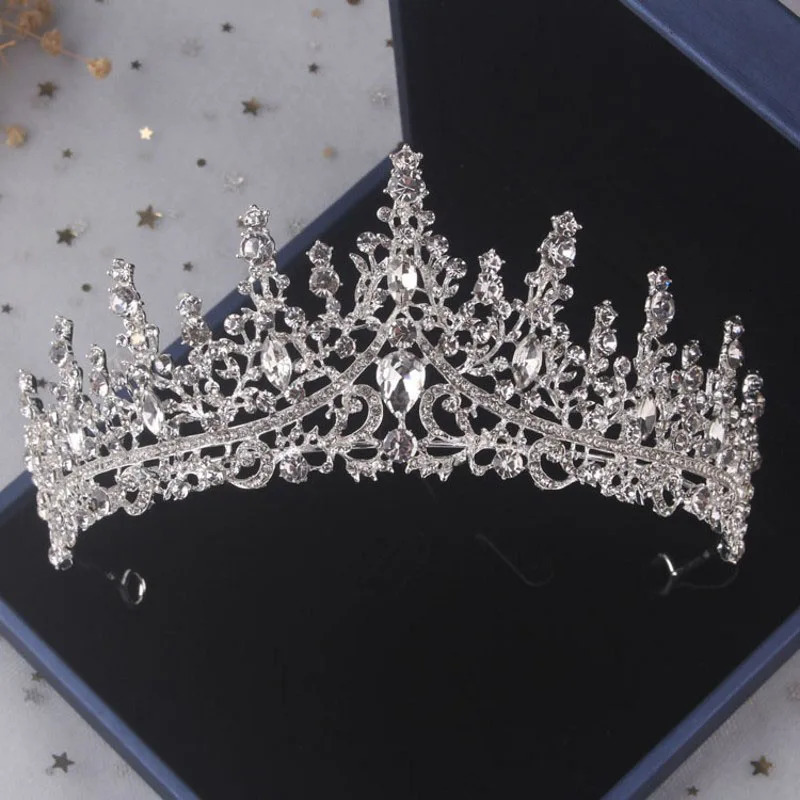 Itacazzo Bridal Headwear Set Crown Necklace Earrings Four Piece Silver-Colour Fashion Tiaras Suitable for Womens Wedding Birthd 250214
