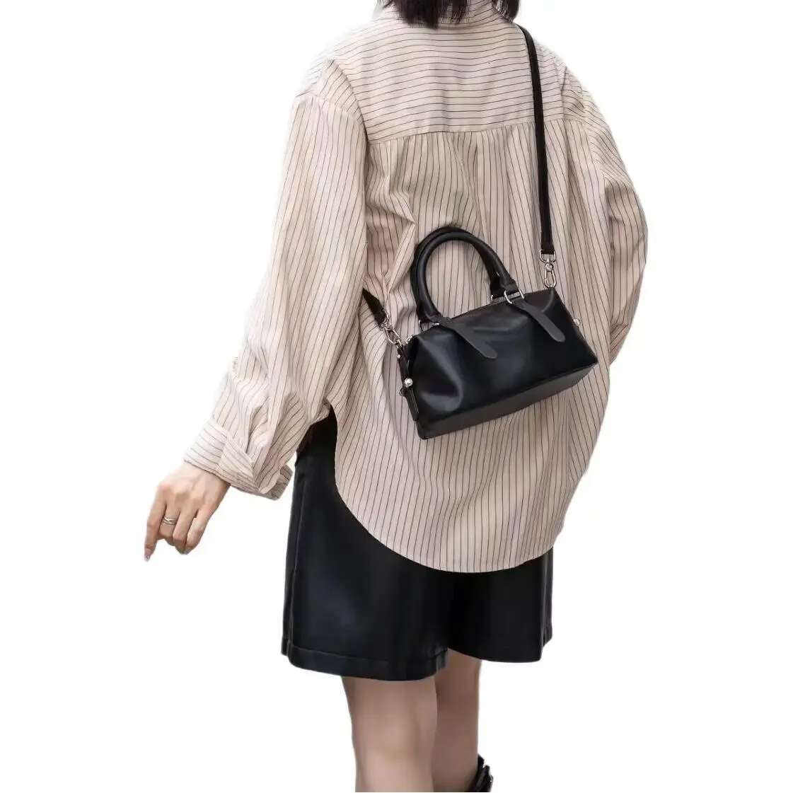 2024 New Vintage Women's Handbag Genuine Leather Crossbody Bag Boston Maillard Single Shoulder Sg