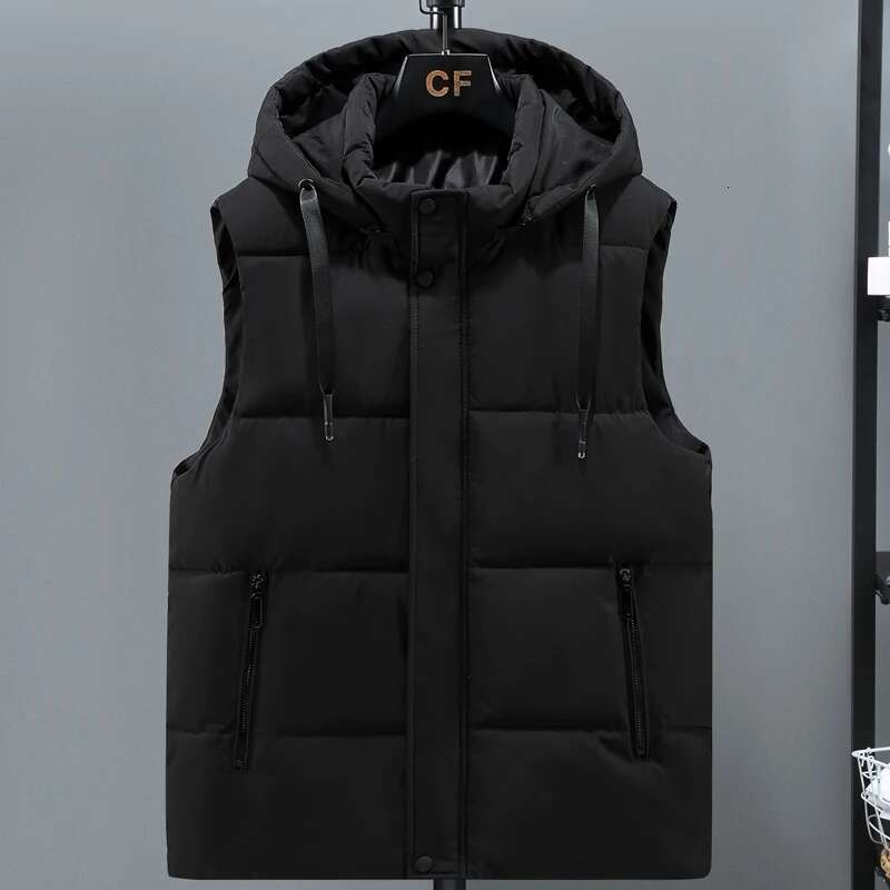 L-8XL Oversize Autumn Winter Vest 2023 New Thick Warm Hooded Sleeveless Jacket Men Casual High Quality Plus Size Waistcoat