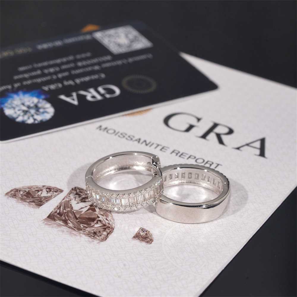 New 925 silver vvs moissanite earrings with exquisite and high-end feel popular for men and women ladder square full diamond earrings