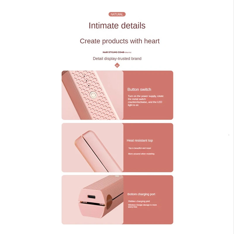 Wireless Hair Straightening Splint Straight Hair Stick Portable Straight Curling Stick Inner Buckle Bangs Styling Tool B 250214