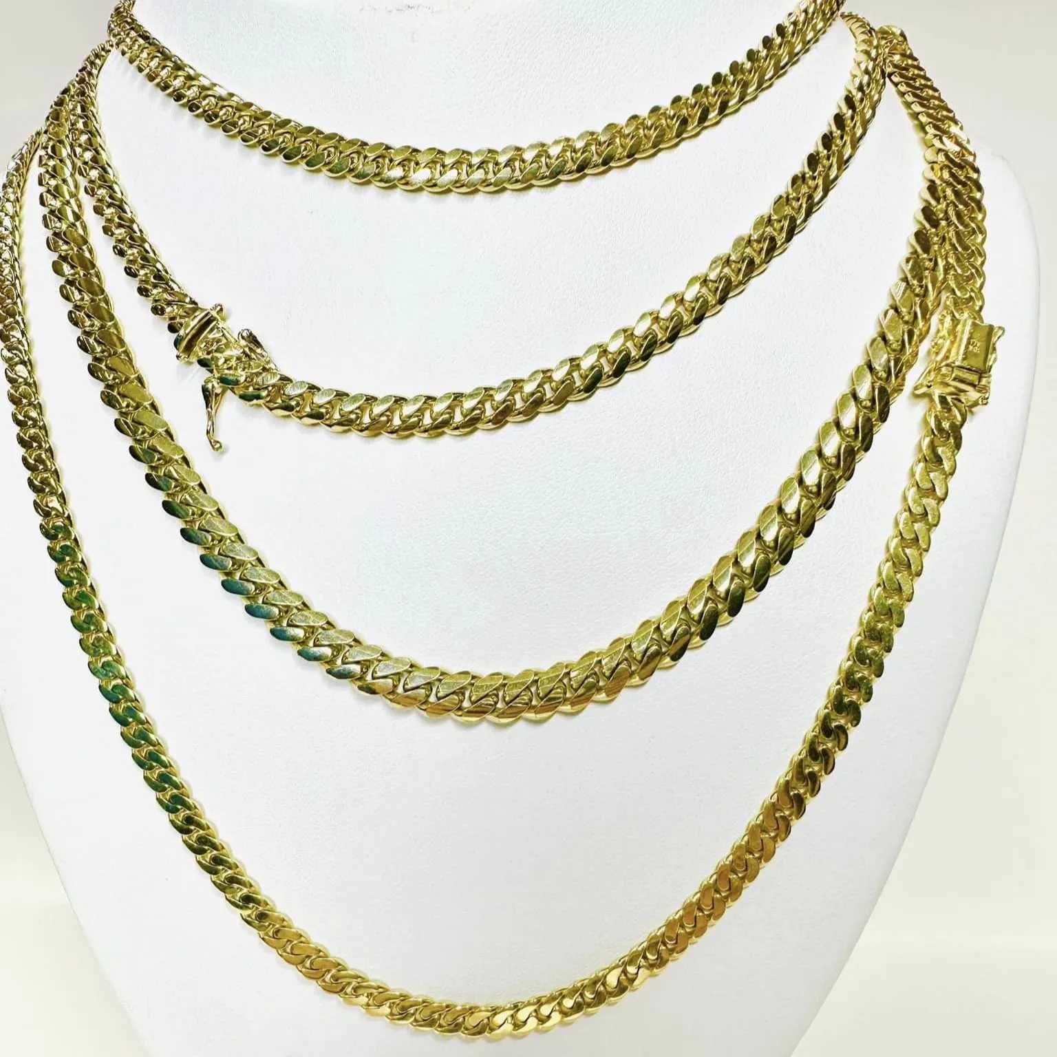 Custom Cuban Link Chain with Different Clasp Gold Plated Stainless Steel Miami Hip Hop Necklace Jewelry