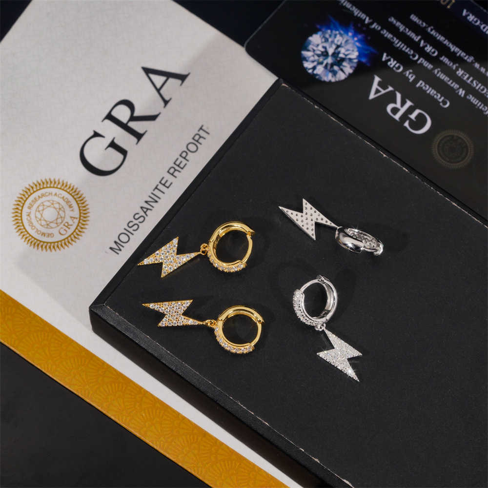 Super Yue New Design Lightning Earrings 925 Silver High end Jewelry vvs vs. Moissanite Hip hop Personalized Pendant Earrings