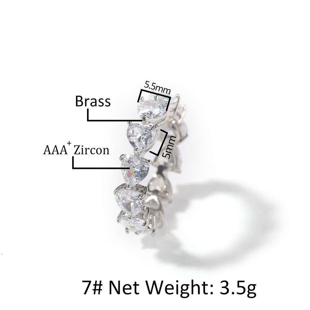 New Fashion Hip Hop for Men's Personalized Single Row Love moissanite Ring Jewelry