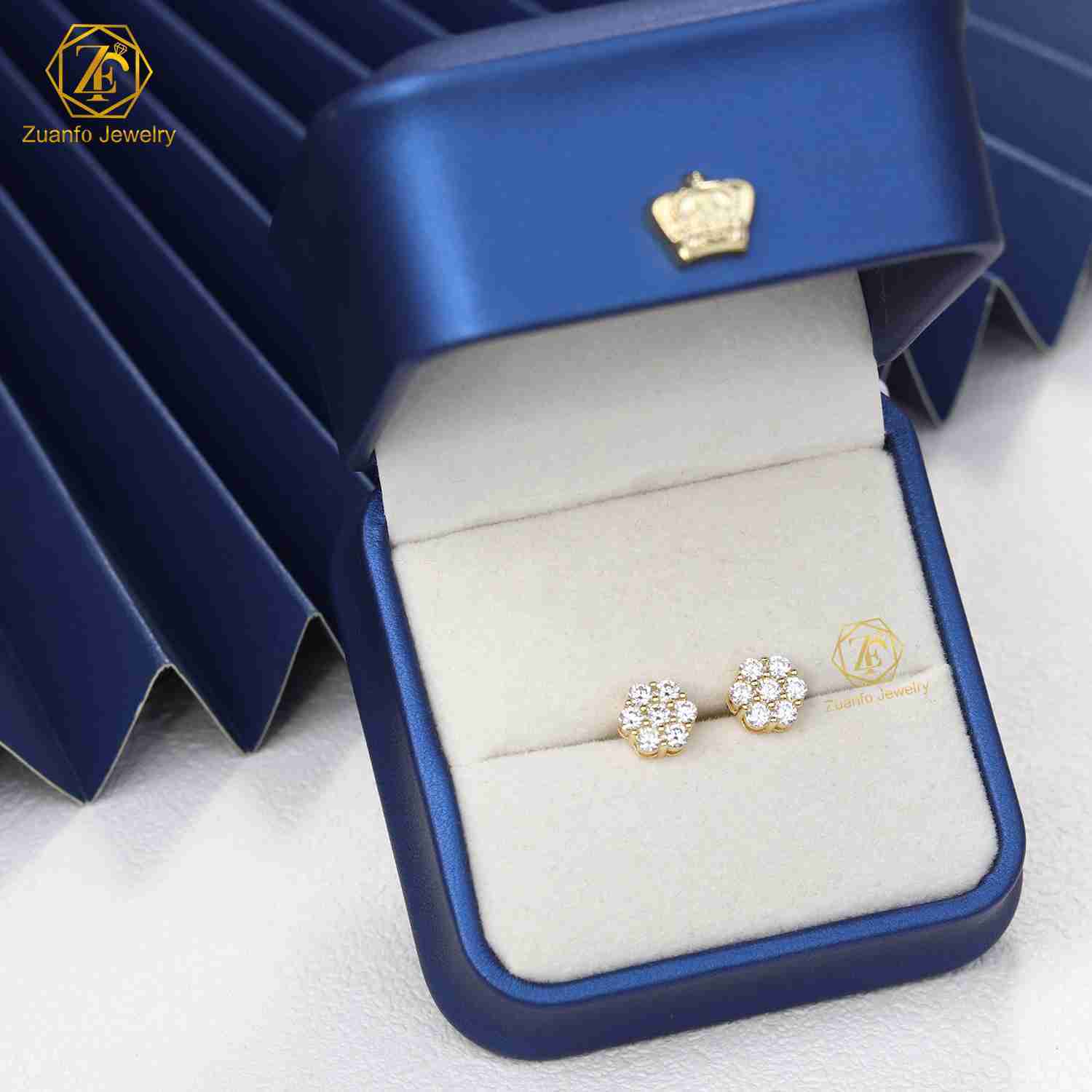 925 Sterling Silver Hip Hop Pass Diamond Tester Earrings VVS Moissanite with Gold and Silver Plating Flower Stud for Men Women