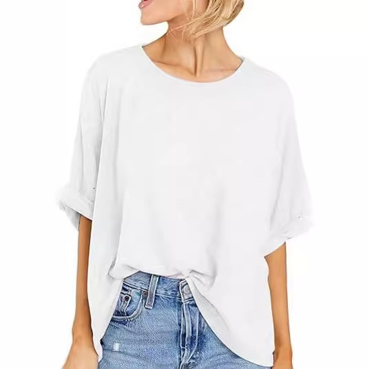 Designer Free Shipping Summer New Women Large Casual Short Sleeved Loose T-shirt Top