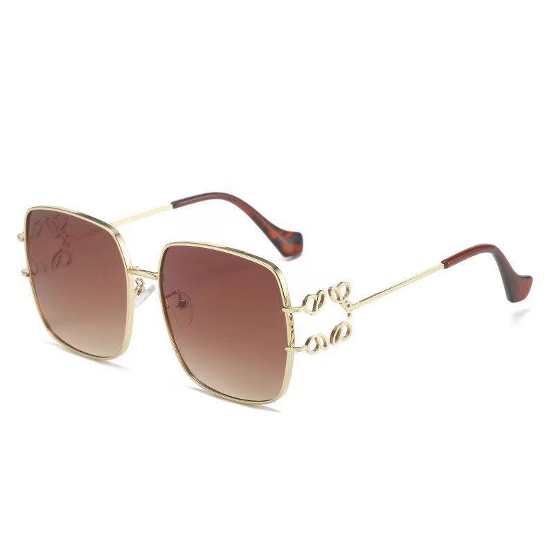 Loewelys Sunglasses Designer Sun Protection Fashion Luxury Brand Sunglasses For Women Square Metal Glass Oversized Lenses Driving Beach Outdoor Sunglasses 006