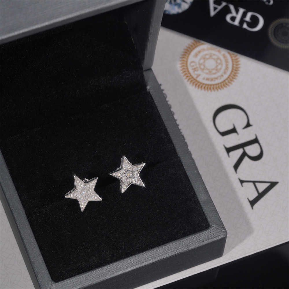 New minimalist star 925 silver vvs vs. moissani personalized earrings best-selling Hip hop earrings