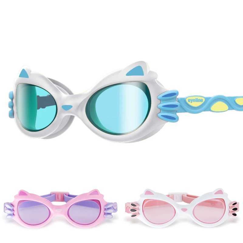Funny Kids Cat Swimming Goggles Anti-UV HD Lens Anti-fog Pool Glasses for Children No Leaking Quick Adjustable Strap with Case Z250215