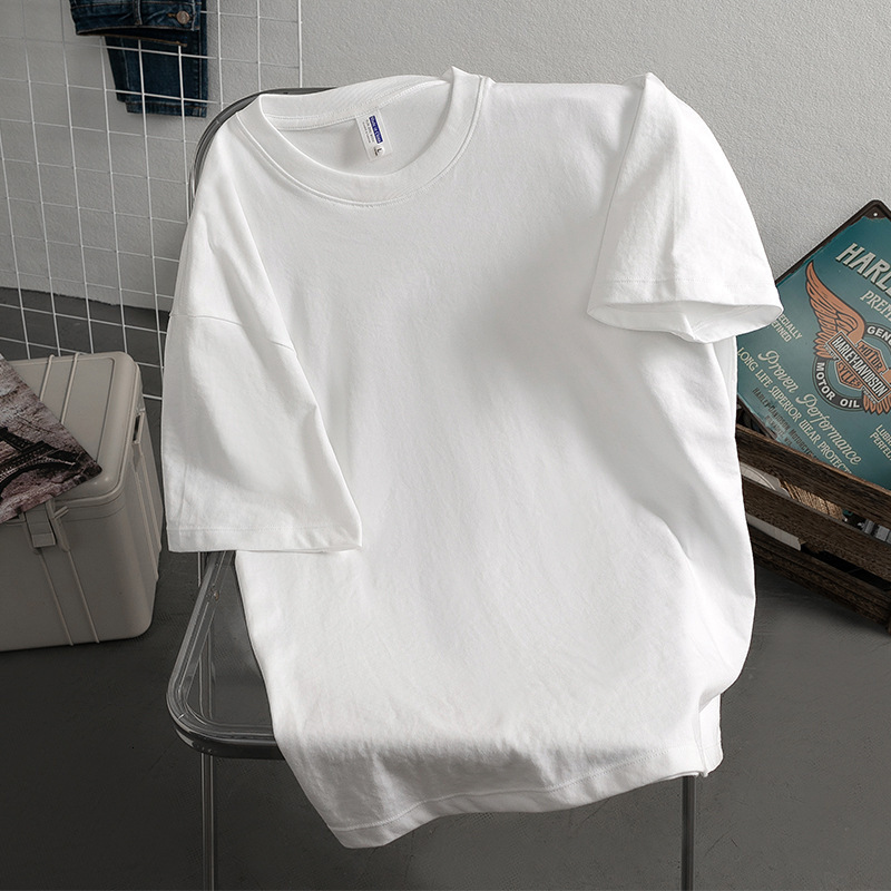 Designer Fashion Versatile Top Cotton Thick Round Neck Short Sleeve T-shirt Trendy 2025 Summer New Women Half Sleeve Loose