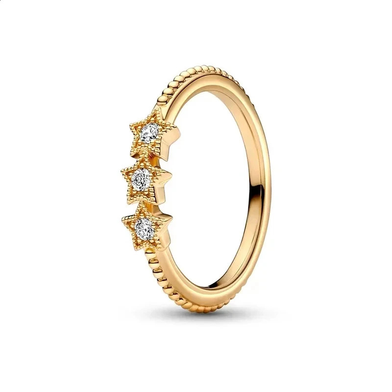 Gold Plated Ring with Zircon Sparkling Princess bone Heart Shaped Womens Original Boutique Jewelry 250213