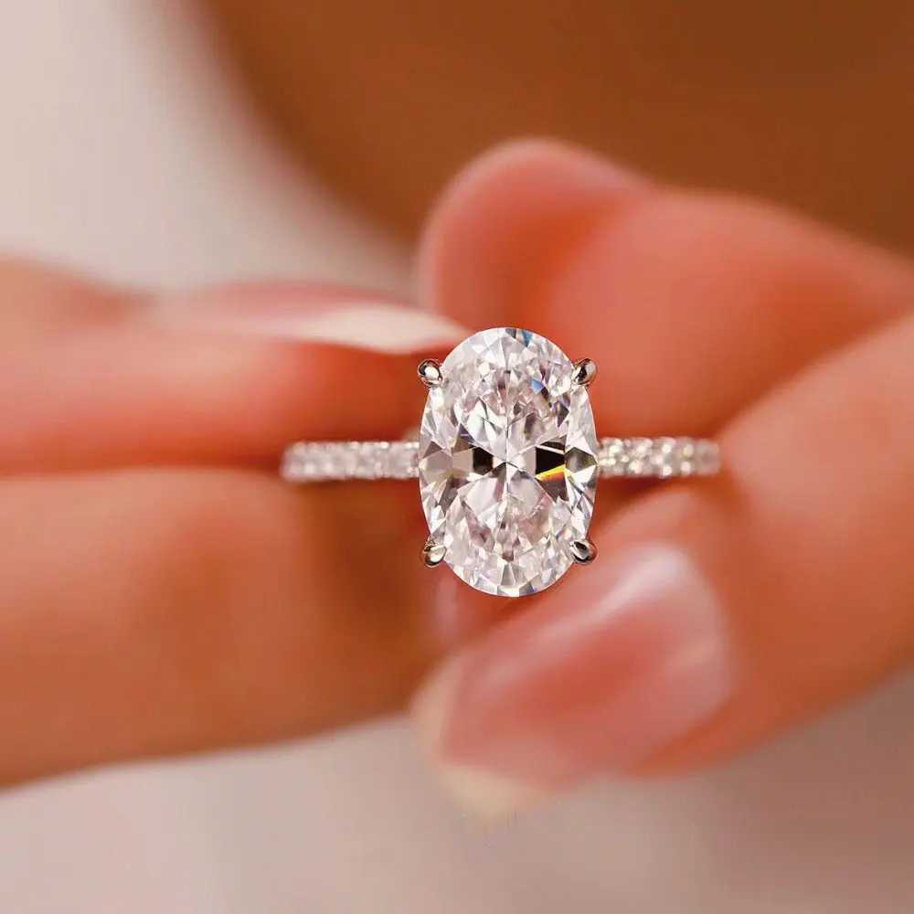 1/2/3ct D Color Oval Cut Moissanite Ring S925 Sterling Sliver Plated 18k White Gold Wedding Engagement Rings For Women