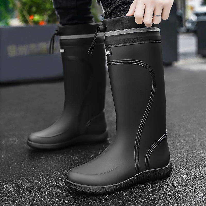 Rain shoes mens waterproof rainproof boots four season soft soles non-slip comfort outdoor work water shoes males water boots 250213