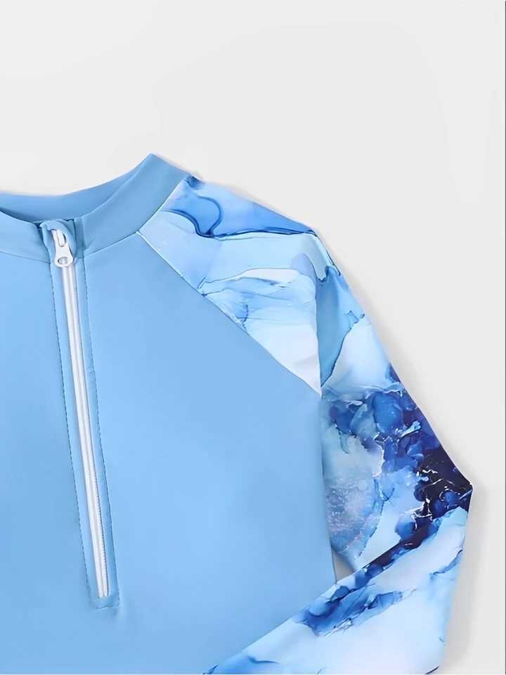 2025 3 Pieces Girls Swimsuit Kids Swimwear Female Long Sleeve Beach Dress Pants Childrens Bathers Bathing Swimming Swim SuitXJ250214