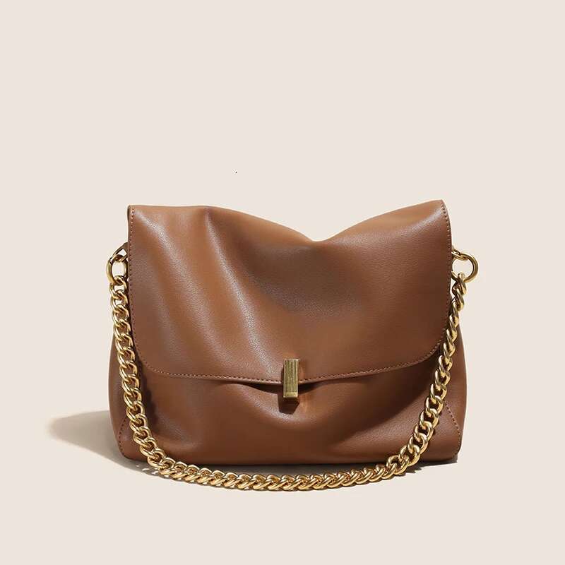 Women Large Korean Cow Flap Shoulder Chain Bag Solid Genuine Leather Female Crossbody Handbag Messenger