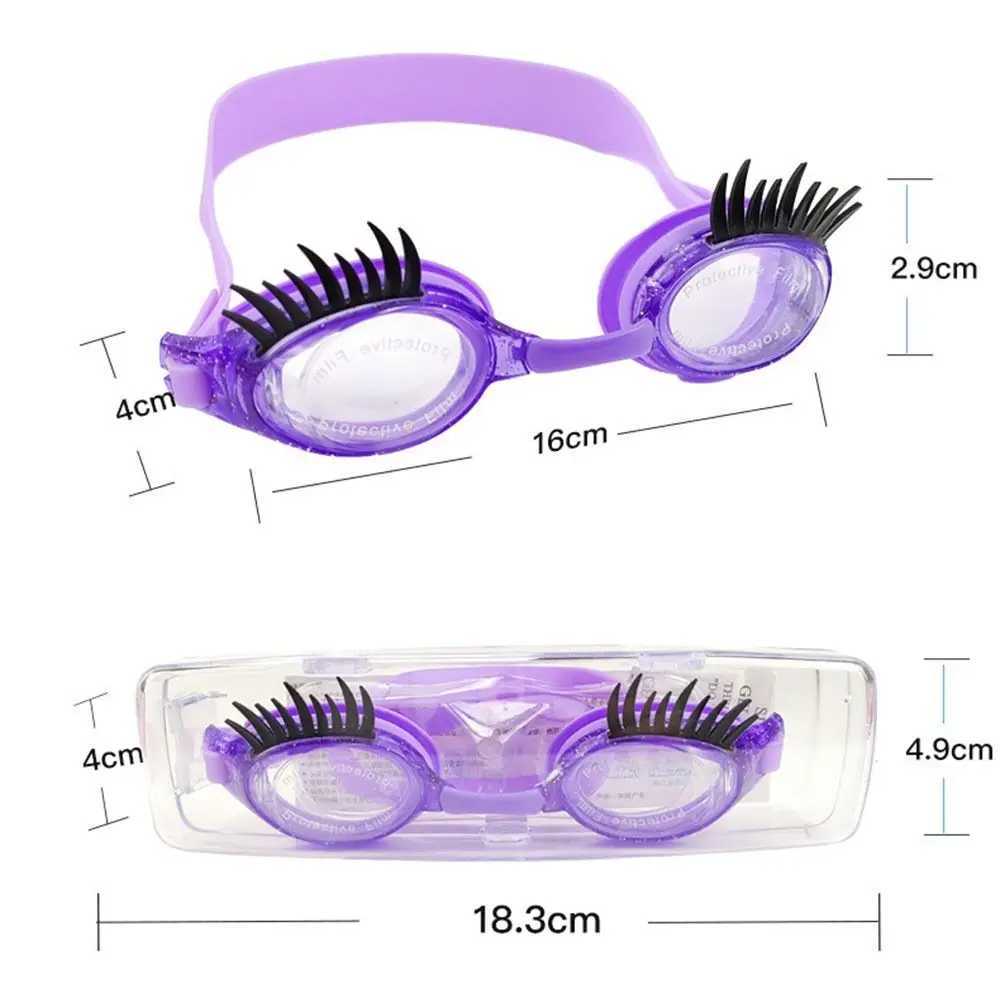 High Qu Silicone Children Eyelash Swimming Goggles Waterproof Anti-fog Swimming Goggles PC HD Eyelash Goggles Z250215