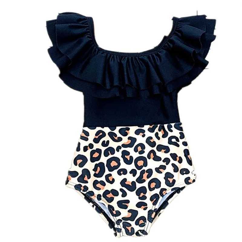 Baby Girls One-Piece Swimwear Toddler Baby Girl Swimsuits 2023 Summer Girls Flower Leopard Printing Swimwear Bikini Bathing SuitXJ250214