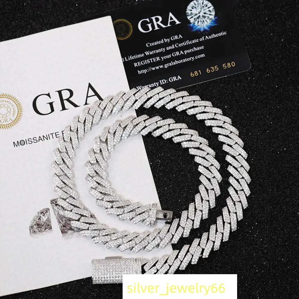 Rts Jewelry 12mm Wide Iced Out Chain Moissanite Diamond Cuban Link Chain for Hip Hop Men