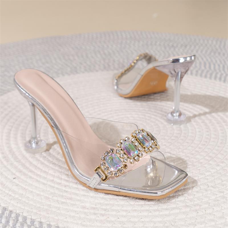 Women NEW hot Slippers Fashion Dia Design High Heel Versatile Indoor Wear Triple Sier Free shipping