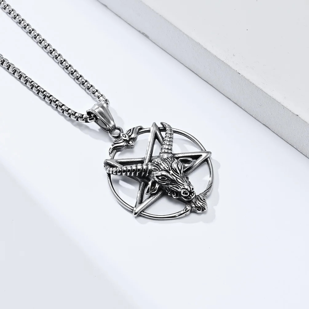 DARHSEN Men Stainless Steel Statement Pendant Necklace Baphomet Goat Satanic Satan Demon Devil Fashion Jewelry 250214
