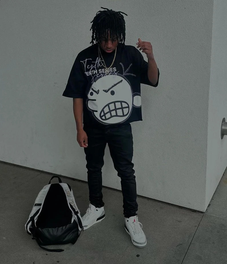 Streetwear T Shirt Y2K Harajuku Hip Hop Cartoon Graphic Print Oversized TShirt Mens Round Neck Cotton Short Sleeve Tops 250122