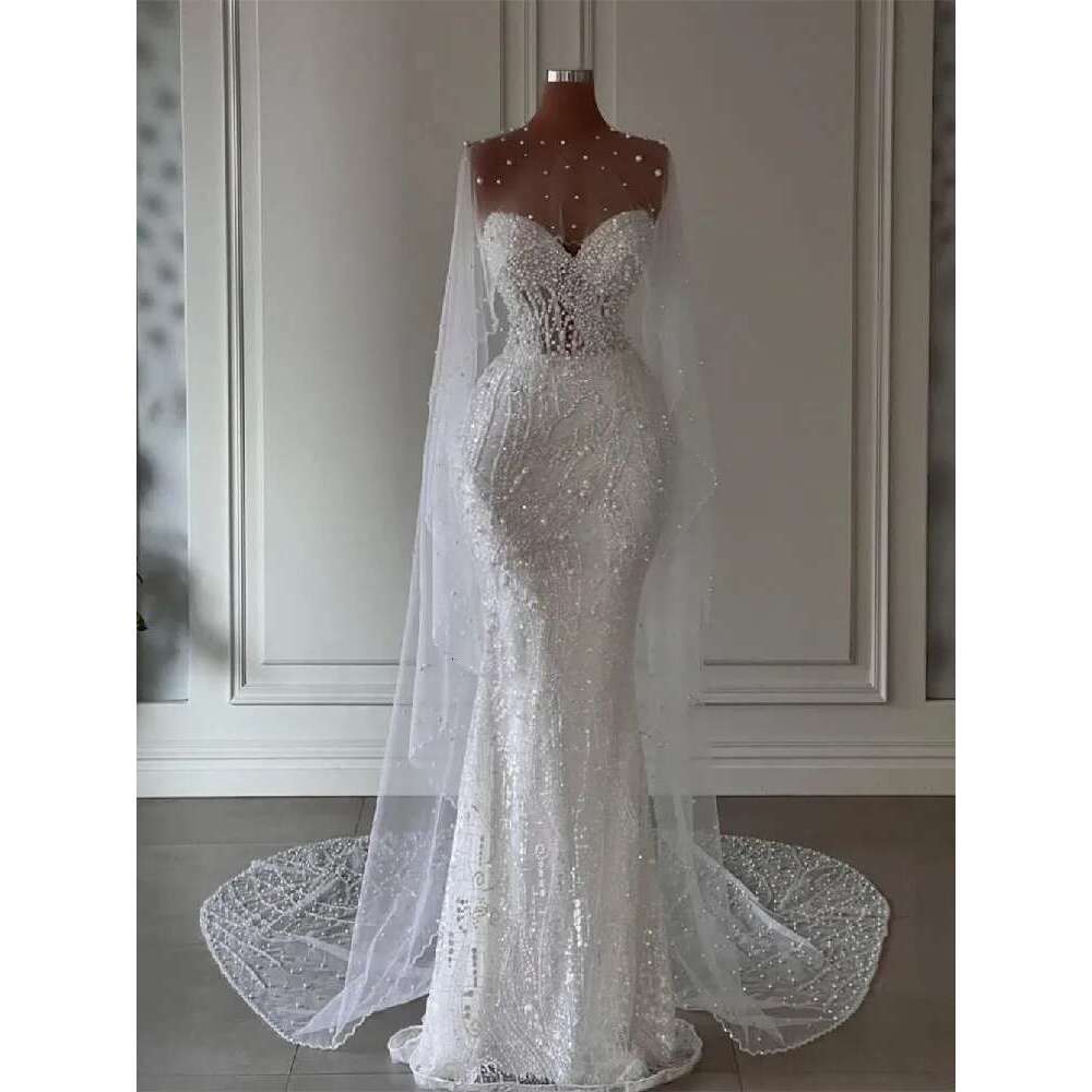 Elegant with v-neck sleeveless sequins beaded pearls 3d lace appliques side slit dresses custom graduation Sheath Wedding Dresses