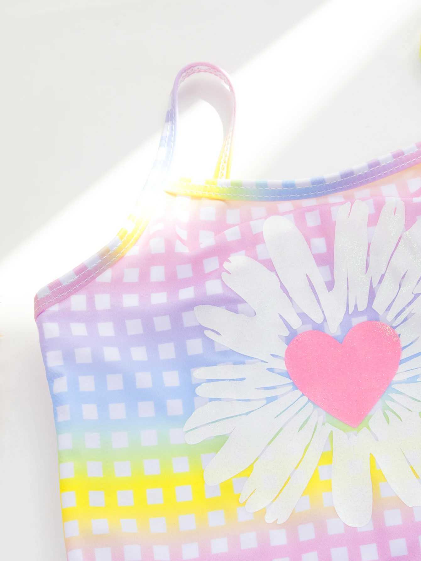 2024 Girls Ruffle Bikini Swimsuit Gradient Leopard Floral Animal Kids Swimwear Children Bikini Rainbow Bathing Set 428XJ250214