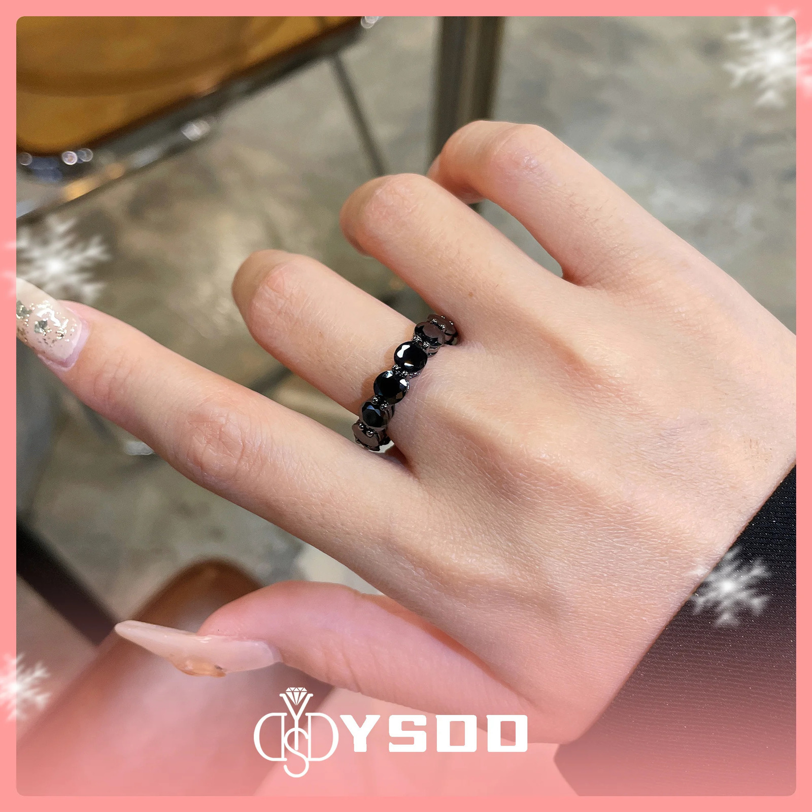 Wxw87 YSDD 925 sterling silver black zircon ring fashion niche black diamond closed row womens jewelry ring 250214