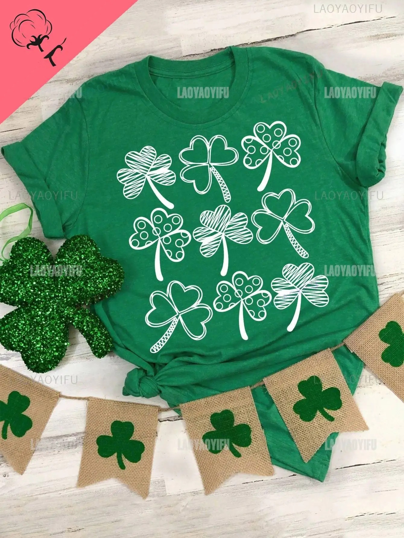 Designer 2025 New Short Sleeved T-shirt Clover Men And Women Plus Size Round Neck Top