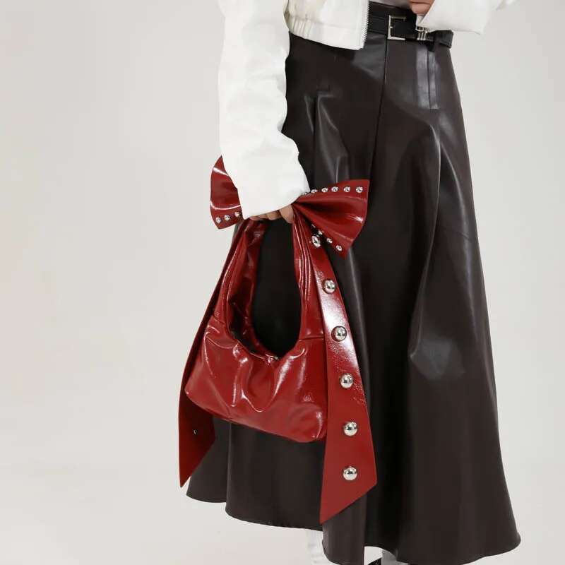 Trendy Bowknot Underarm Women2025new Fashion Personality Studded Sweet Cool Girl Shoulder Women's Bag