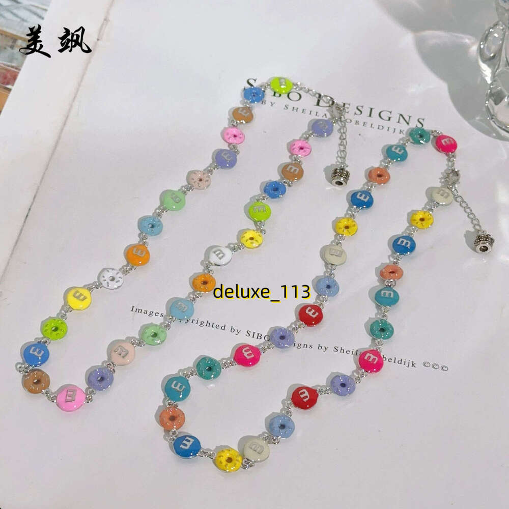 Misa double-sided color dopamine m bean donut necklace exquisite high-end temperament ins internet celebrity style collarbone chain women