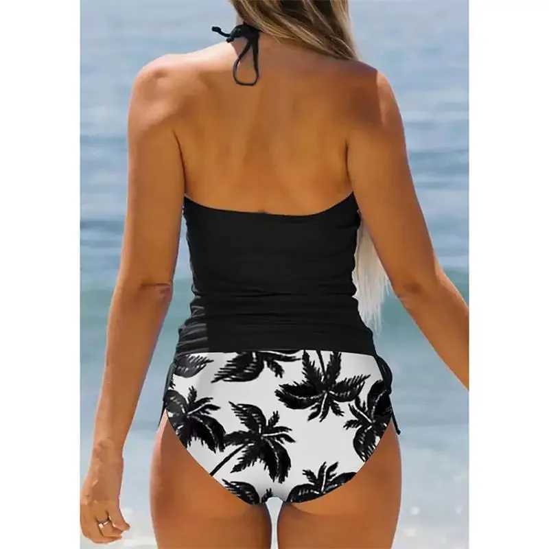 Womens Bathing Suit Coconut Drawstring Side Halter Neck Tankini Set Summer Beach Wear Cute Swimwear Women Swimsuit Sexy BikiniW250214