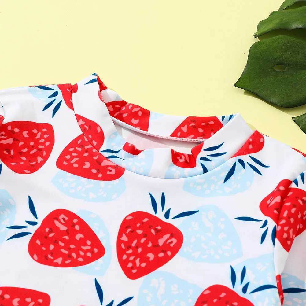 Girl Swimwear Summer Kids Swimming Clothing Ruffles Long Sleeve Beachwear Bathing Suit Butterfly Print Girls Two Piece SwimsuitXJ250214