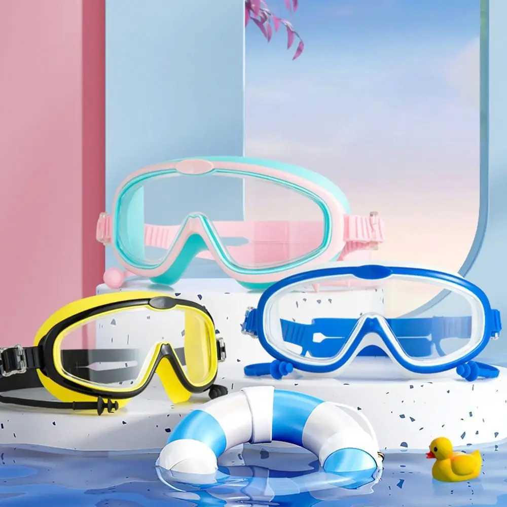 Big Frame Swim Goggles Anti-Fog Wide View Scuba Diving Goggles Candy Color Swimming Glasses with Earplugs for Adult Youth Z250215