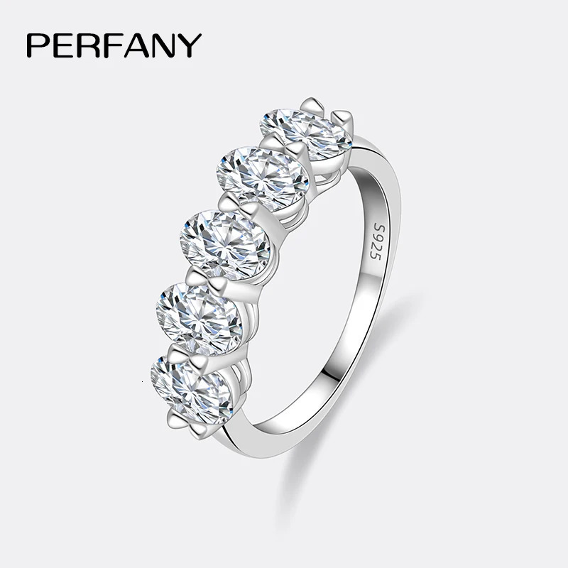 PERFANY Oval Cut Ring for Women S925 Pure Silver 5 pieces 0.5CT Laboratory Certified Diamonds High-end Jewelry 250214