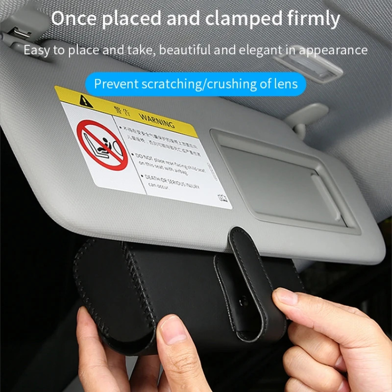 PU Leather Car Visor Sunglasses Case Clip Hanger Magnetic Fastener Sunglasses Holder Storage Box Eyeglasses Holder Car Interior 250213