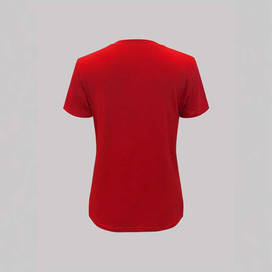 2025 Designer Fashion Trend Love Pattern Round Neck Short Sleeve Top For Women's Loose T-shirt