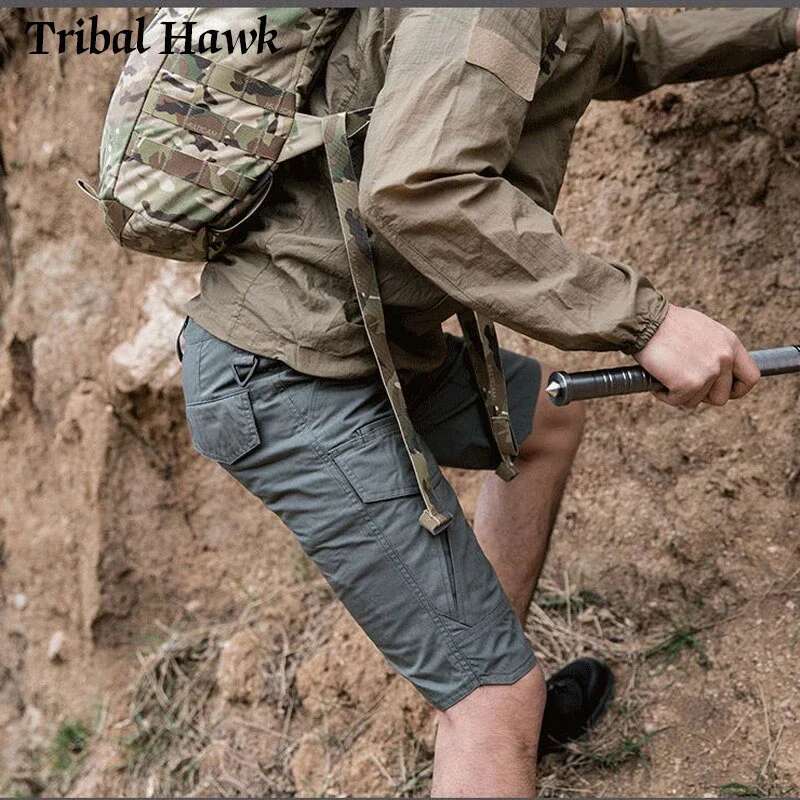 Summer Tactical Cargo Men Camouflage Waterproof Pants Airsoft Multi Pocket Cotton Shorts