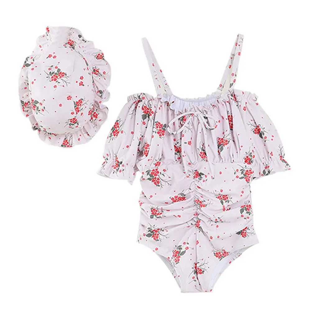 2023 Fashion Summer Toddler Newborn Baby Girls Swimwear Swimsuits Bow Floral Printing Sling Bodysuits Bathing Suits 1-6YXJ250214