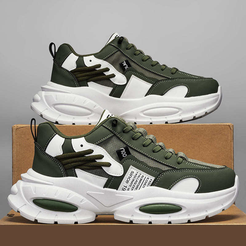 Men Sports hot Shoes Thick Sole Fashion Design Sense Versatile Running Triple Grey Khaki Green Free shipping