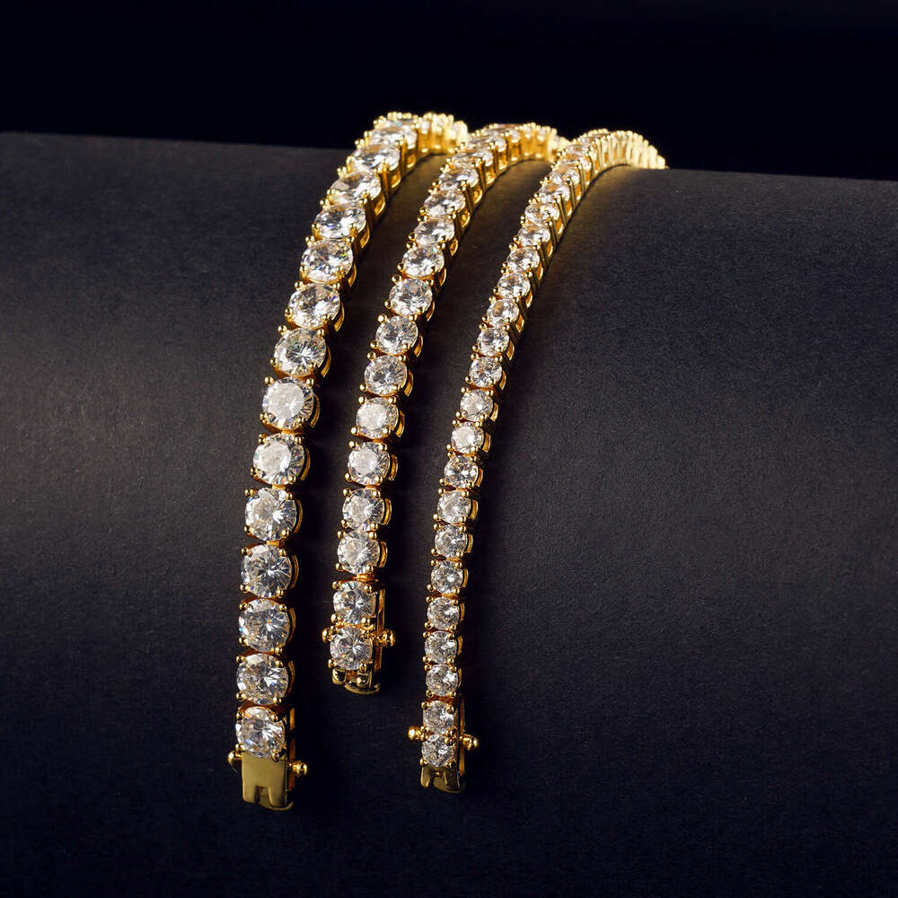 Hip Hop Single Row Copper Micro Inlaid moissanite Bracelet 3mm 4mm5mm Tennis Chain