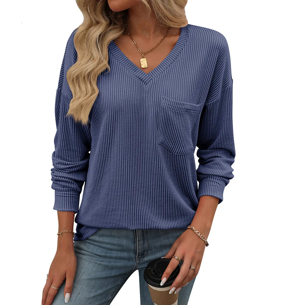Womens Long Sleeve Tops Spring Autumn Knitted Pullovers Round Neck Striped Contrasting Sleeved Casual Sweater 250211